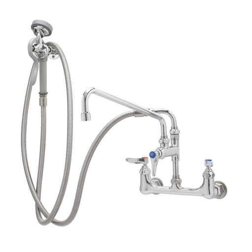 Spray Assembly, Wall Mount Base, 8" Centers, 12" Add-On Fct, Angled Spray Valve