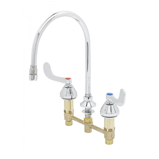 Medical Faucet, 8" Centers, 135X Swivel Gooseneck, Non-Splash Aerator, Eternas, 4" Handles