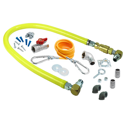 Gas Hose w/ QD, 3/4" NPT x 48", SwiveLinks, Cable Kit, Ball Valve, Gas Elbows, Nipples