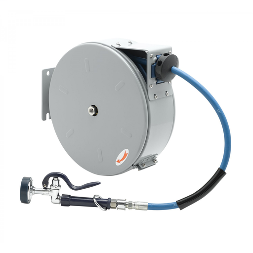 Hose Reel, Enclosed, Epoxy Coated Steel, 3/8"ID x 30' Hose, Spray Valve