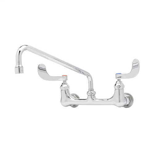 Double Pantry Faucet, 8" Wall Mount, 4" Wrist-Action Handles, 12" Swing Nozzle