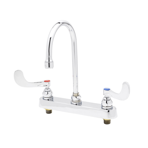 8"c/c Deck Mount Workboard Faucet,4"Wrist Action Handles,133X Swivel Gooseneck