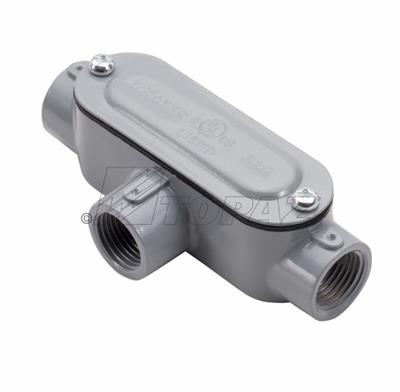 Topaz Corp T5CG 1-1/2 Inch Powder Coated Die-Cast Aluminum Type T Threaded Rigid Conduit Body with Cover and Gasket Topaz Corp T5CG 1-1/2 Inch Powder Coated Die-Cast Aluminum Type T Threaded Rigid Conduit Body with Cover and Gasket