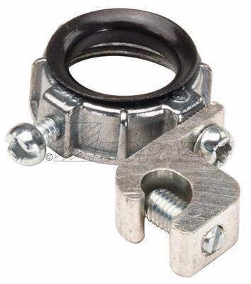 Product image for Topaz Corp 335 1-1/2 Inch Die-Cast Zinc Rigid/IMC Insulated Grounding Bushing with Aluminum Lay-In Lug