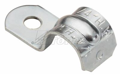 Product image for Topaz Corp 518 3 Inch Zinc Plated Steel 1-Hole EMT/Rigid Snap-On Strap