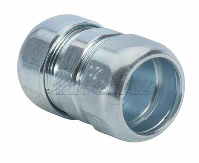 Product image for Topaz Corp 255 1-1/2 Inch Compression Zinc Plated Steel Rigid/IMC to Enclosure Coupling