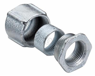 Product image for Topaz Corp 852 3/4 Inch Zinc Plated Malleable Iron 3-Piece Threaded Rigid/IMC Coupling