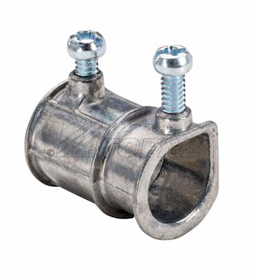 Product image for Topaz Corp 590 1/2 x 3/8 Inch Set Screw Die-Cast Zinc EMT to BX Cable Combination Coupling