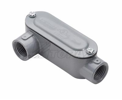 Product image for Topaz Corp LR4CG 1-1/4 Inch Powder Coated Die-Cast Aluminum Type LR Threaded Rigid Conduit Body with Cover and Gasket