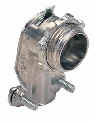 Product image for Topaz Corp 108 3 Inch Die-Cast Zinc Squeeze Type 90 Degrees Flexible Metallic Conduit Connector
