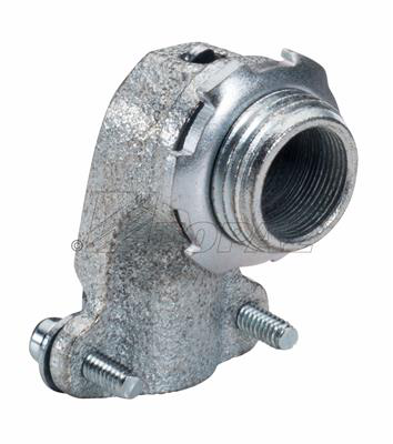 Product image for Topaz Corp 108M 3 Inch Malleable Iron Squeeze Type 90 Degrees Flexible Metallic Conduit Connector