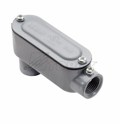 Product image for Topaz Corp LB2SSCG 3/4 Inch Powder Coated Die-Cast Aluminum Type LB Threaded EMT/Rigid Conduit Body with Cover and Gasket