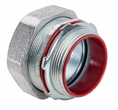 Product image for Topaz Corp 479S 3-1/2 Inch Zinc Plated Malleable Iron Straight Insulated Throat Liquidtight Connector