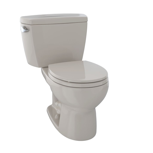 Eco Drake® Two-Piece Toilet, 1.28 GPF, Round Bowl - Bone - Trip Lever Position: Left hand Lever