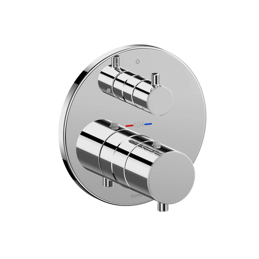 Thermostatic Mixing Valve with Volume Control Trim - Round - Polished Chrome Finish