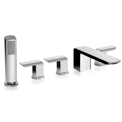 Soirée® Deck-Mount Bath Faucet with Lever Handles, Hand Shower and Diverter Trim - Polished Chrome Finish