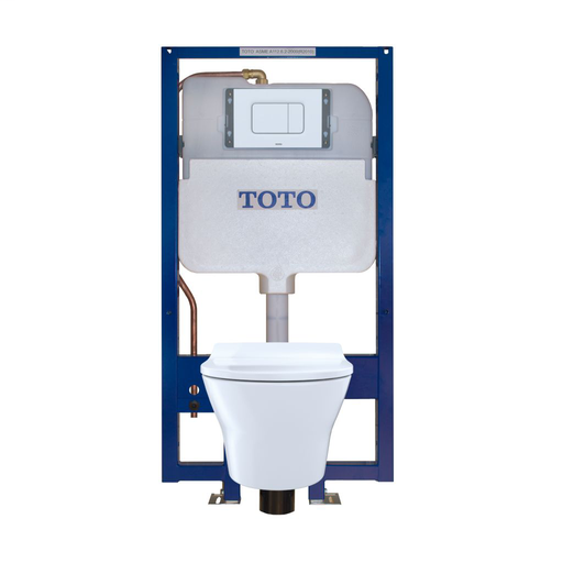 MH® Wall-Hung Toilet & DUOFIT In-Wall Tank System, 1.28 GPF & 0.9 GPF, Elongated Bowl - Copper Supply - Slim Seat - White