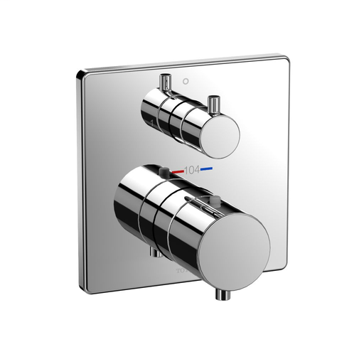 Thermostatic Mixing Valve with Two-way Diverter Trim - Square - Polished Chrome Finish
