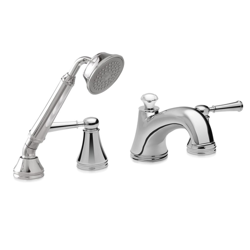 Vivian™ Deck-Mount Tub Filler Trim with Lever Handles and Handshower - Polished Nickel