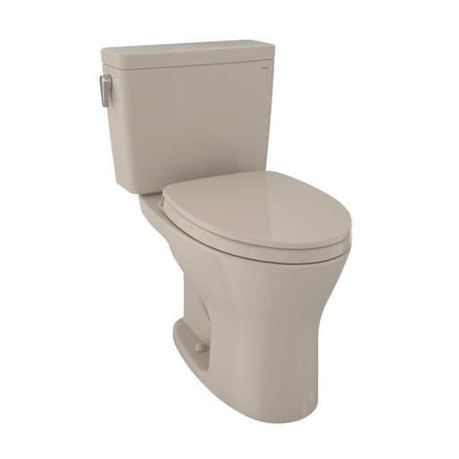 Drake® Two-Piece Toilet, 1.28 GPF & 0.8 GPF Elongated Bowl - Universal Height - Bone - Trip Lever Position: Left hand Lever