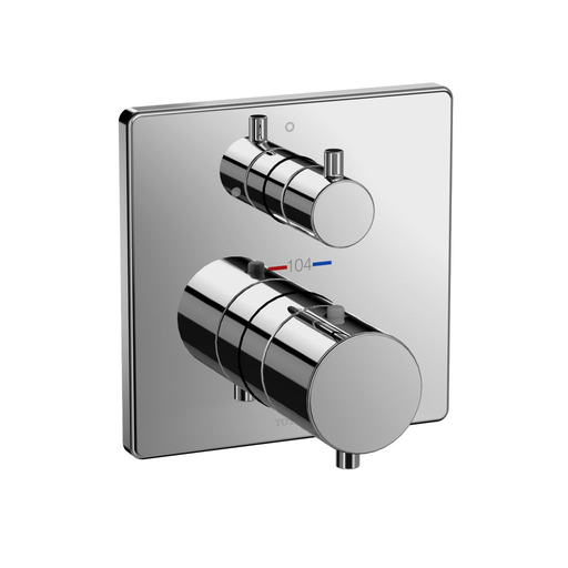 Thermostatic Mixing Valve with Volume Control Trim - Square - Polished Chrome Finish