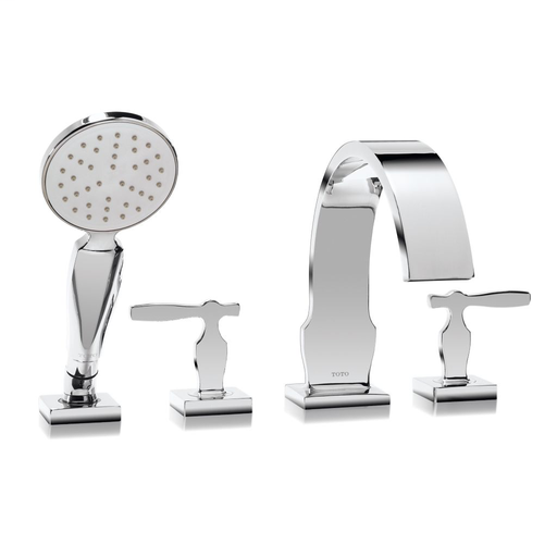Aimes® Deck-Mount Tub Filler Trim with Handshower - Polished Chrome Finish