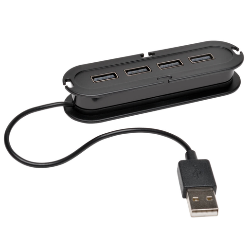 4-Port USB 2.0 Ultra-Mini Compact Hub with Power Adapter