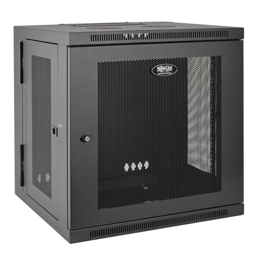SmartRack 10U Low-Profile Switch-Depth Wall-Mount Rack Enclosure Cabinet, Hinged Back