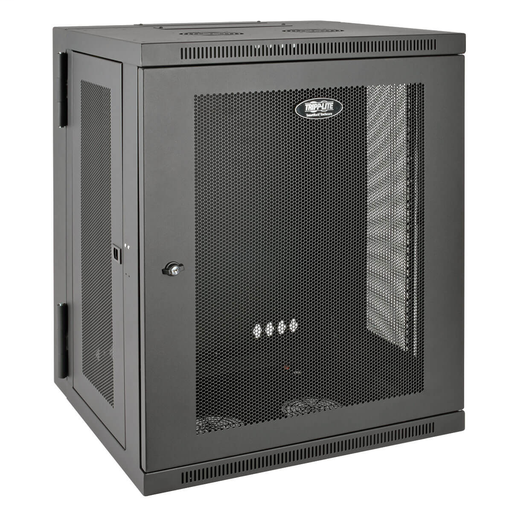 SmartRack 15U Low-Profile Switch-Depth Wall-Mount Rack Enclosure Cabinet, Hinged Back