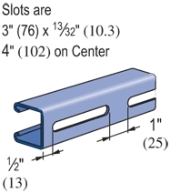 1-5/8" x 1-5/8" Channel, 12 Gage; Long Slots, 10 Ft, Pre-Galvanized Zinc (PG)