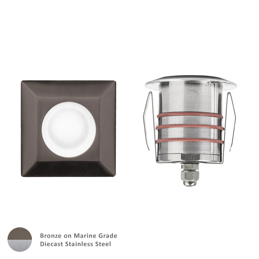 Product image for 2" LED Square Well Light - Bronzed Stainless Steel - 3000K