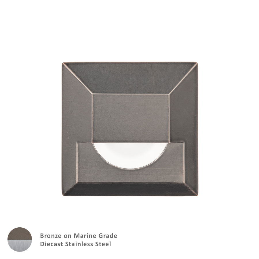 Product image for 2" LED Square Hood Well Light - Bronzed Stainless Steel - 3000K