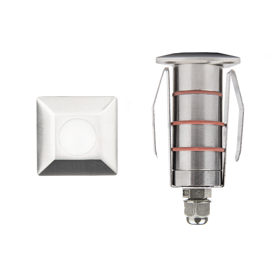 Product image for 1" LED Square Well Light - Stainless Steel - 3000K