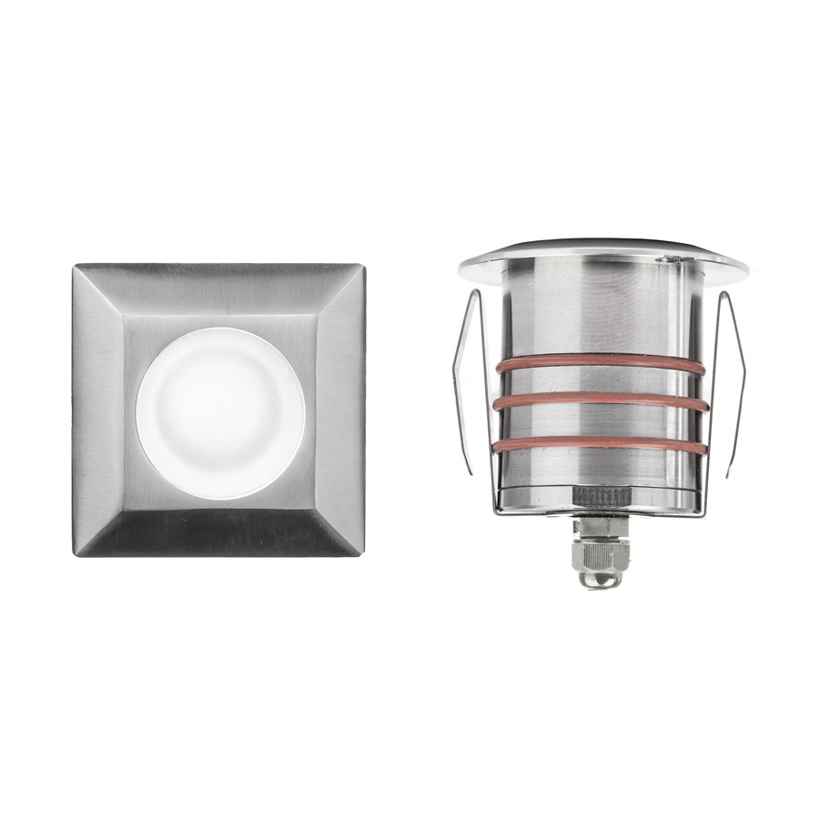 Product image for 2" LED Square Well Light - Stainless Steel - 3000K
