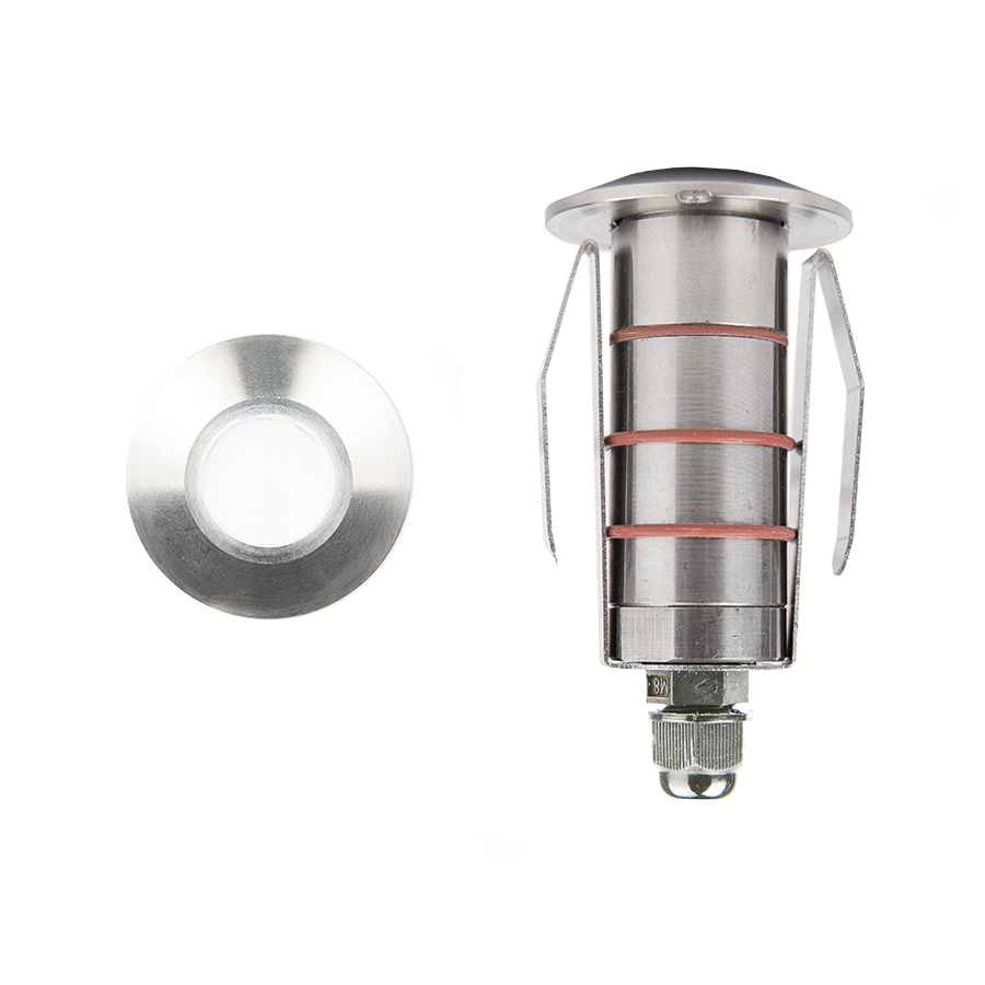 Product image for 1" LED Large Round Well Light - Stainless Steel - 3000K
