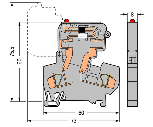 WAGO 281-611/281-541 2-conductor fuse terminal block