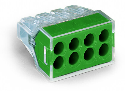 Product image for Wago 773-118/K194-4045 PUSH WIRE® 8-Port (GREEN) Junction Box Wire Connector, #18-#12 Solid, #16-#12 Stranded (50/Box)