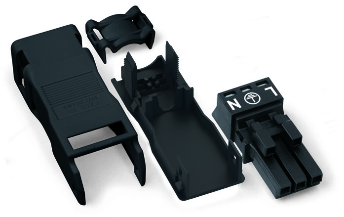 Product image for WAG 890-103 SOCKET W/RELIEF HOUSING,3-POL,BLAC