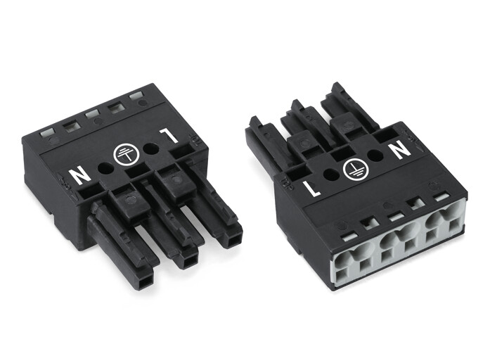Product image for WAGO Corporation 770-203 100/Box 3-Pole 2-Conductor Black Coded Female Connector Socket