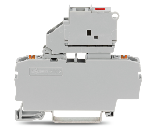 Product image for WAG 2202-1611/1000-541 2-CONDUCTOR FUSE TERMINAL BLOCK W/ PIVOTING FUSE HOLDER W/ END PLATE, GRAY