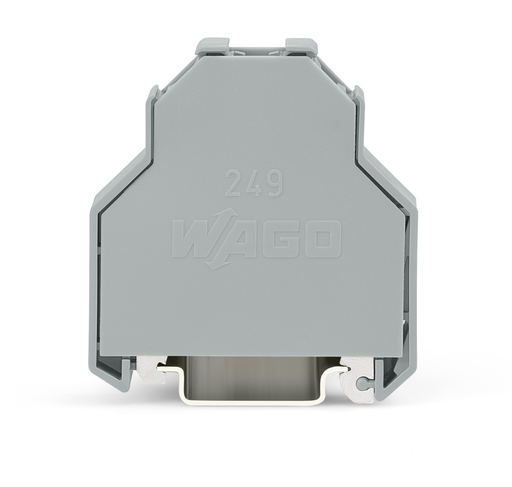 Product image for WAG 249-197 SCREWLESS END STOP 14 MM WIDE FOR DIN-RAIL 35 X 15 AND 35 X 7.5 GRAY