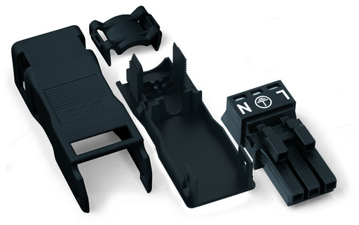 Product image for WAG 890-103 SOCKET W/RELIEF HOUSING,3-POL,BLAC