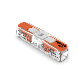 Product image for Wago 221-2401 2-Conductor #12-20 AWG Inline Splicing Connector w/Lever, Clear w/White Cover<br>(Sold per ea, 60 per Box)</br>