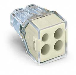 Wago 773-124 PUSH WIRE&#174; 4-Port (LIGHT GRAY) Junction Box Wire Connector, #18-#12 Solid, #16-#12 Stranded (100/Box)