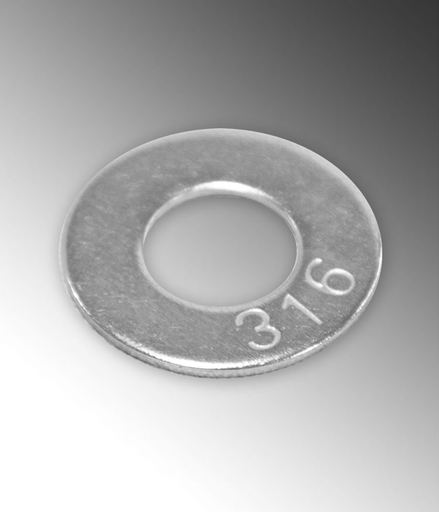 Product image for Calbrite S60200FW10 1/4" x 1" Fender Washer, 316 Stainless Steel