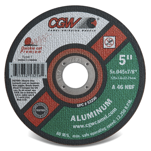 Aluminum Cut-Off Wheels - Type 1 Premium A46-NBF - Size 4-1/2 x .045 x 7/8