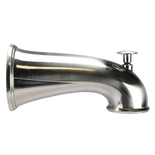 6 in. Decorative Tub Spout with Pull Up Diverter in Brushed Nickel