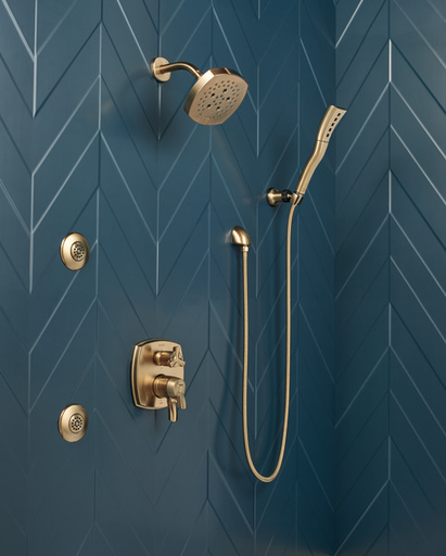 H2Okinetic® Single-Setting Adjustable Wall Mount Hand Shower - Champagne Bronze