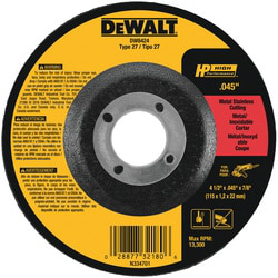 DEWALT DW8424 4-1/2 x .045 x 7/8 Inch Thin Cutting Wheel DEWALT DW8424 4-1/2 x .045 x 7/8 Inch Thin Cutting Wheel