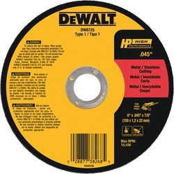 DEWALT DW8725 6 x 0.04 x 7/8 Inch High Performance Metal Cutting Wheel DEWALT DW8725 6 x 0.04 x 7/8 Inch High Performance Metal Cutting Wheel